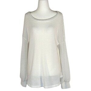 BIBI Size Small Womens Cream Waffle Knit Sweater Cozy Poly-Spandex Blend